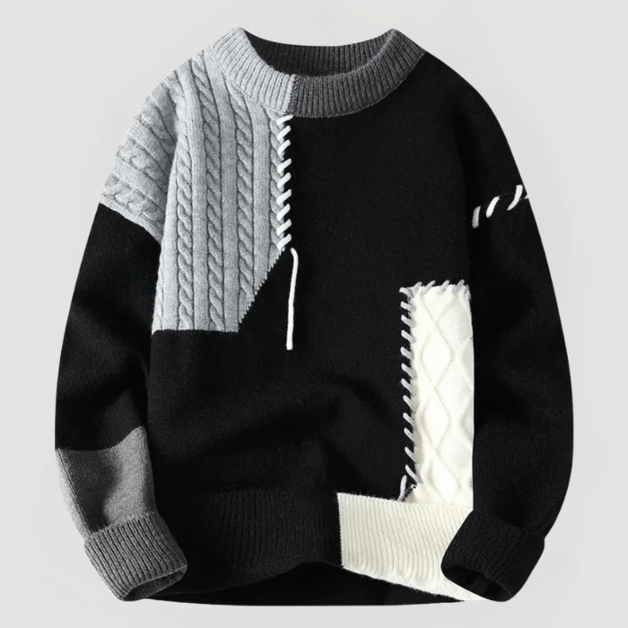 ARNE - PATCHWORK-DESIGN ENG ANLIEGENDER PULLOVER