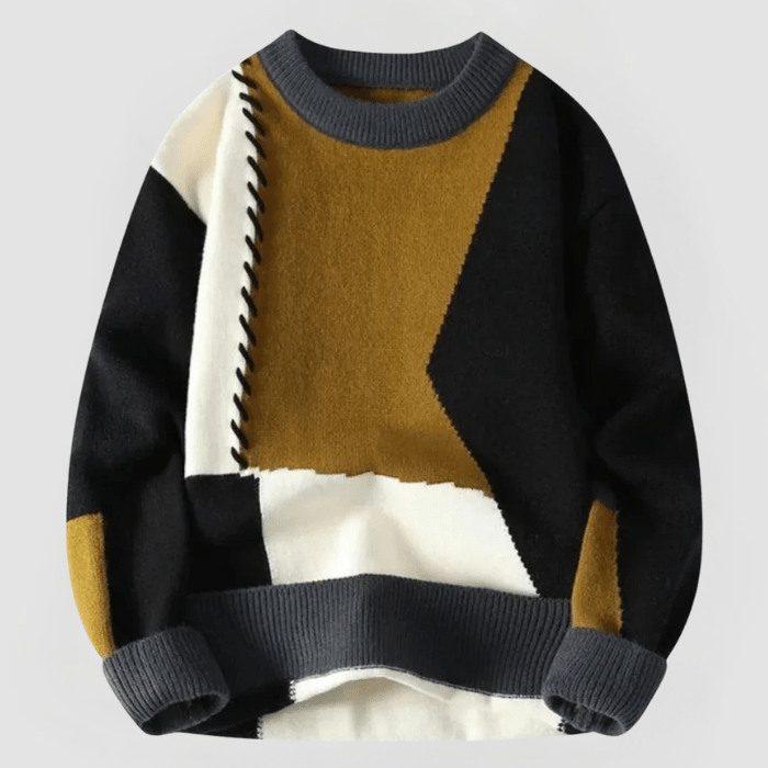 ARNE - PATCHWORK-DESIGN ENG ANLIEGENDER PULLOVER