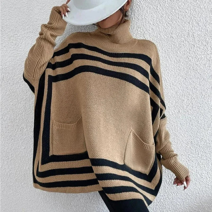 MONTSE - GESTREIFTER ROLLKRAGENPULLOVER