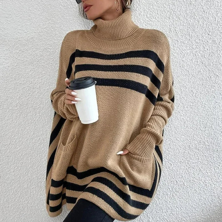 MONTSE - GESTREIFTER ROLLKRAGENPULLOVER