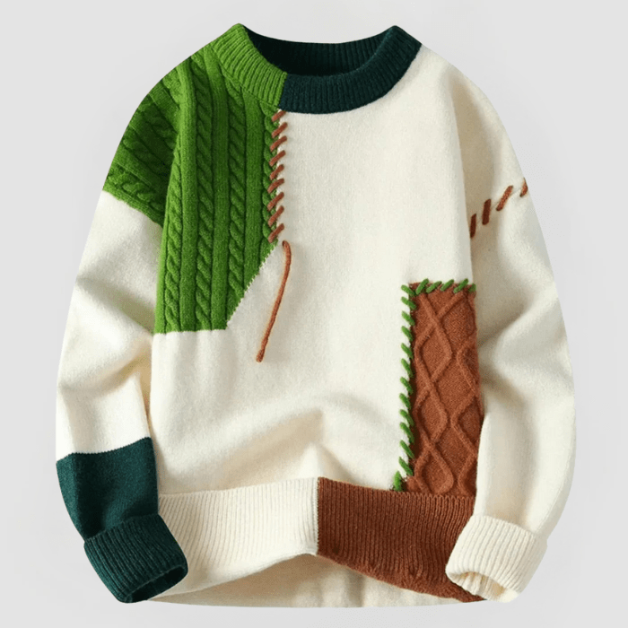 ARNE - PATCHWORK-DESIGN ENG ANLIEGENDER PULLOVER