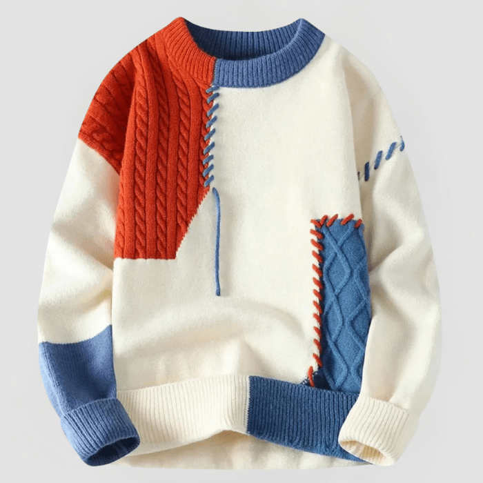 ARNE - PATCHWORK-DESIGN ENG ANLIEGENDER PULLOVER