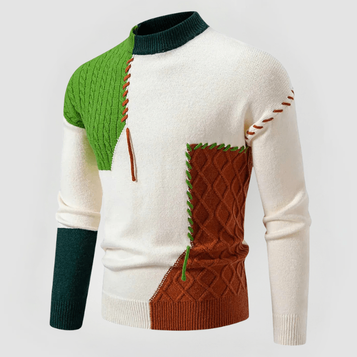 JULIAN - PATCHWORK-DESIGN ENG ANLIEGENDER PULLOVER