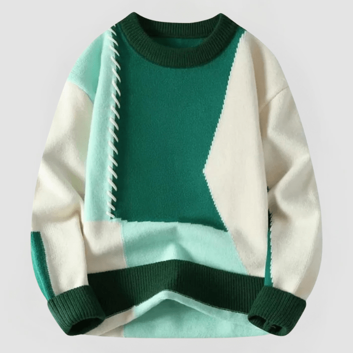 ARNE - PATCHWORK-DESIGN ENG ANLIEGENDER PULLOVER